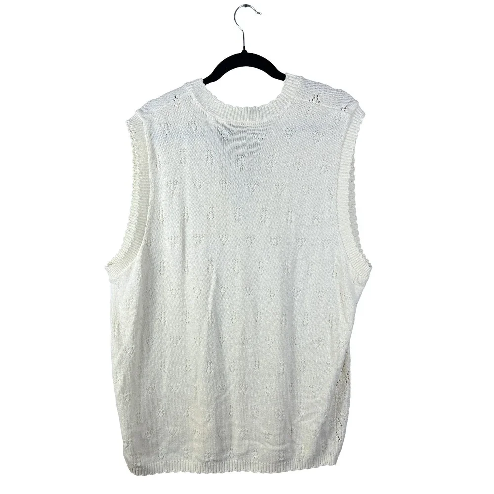 90s The Villager Knit Sweater Vest Women 1X Cream Cottagecore